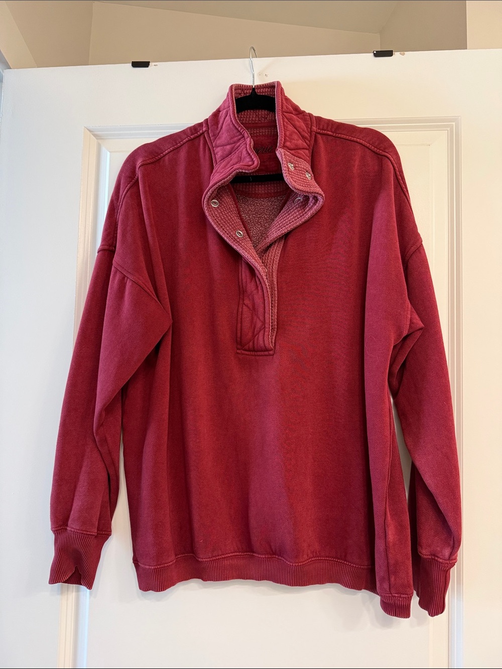 aerie Wine Red Quarter-Snap Pullover Hoodie